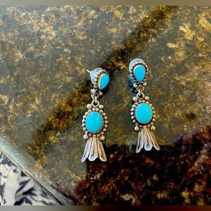 100% pure silver earrings with turquoise jewelry chandelier style